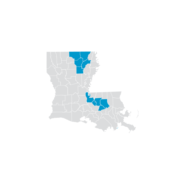 Map with highlighted areas to show where Bridge Precision Blue is available